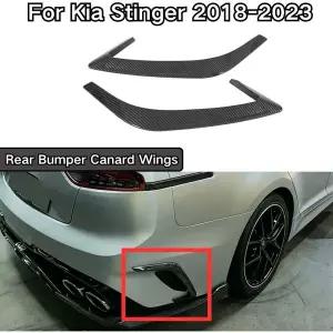 호환  기아 스팅어 2018-2023용 리어 범퍼 카나드 윙 한 쌍 자동차 광택 블랙 카본 파이버 도색 차체 키트
