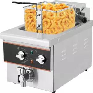 6L 전기 딥 프라이어 오일 배수 기능이 조리대 튀김기 타이머 로터리 헤드 가정용 주방 및 레스토랑용 리스