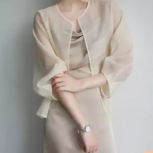 시스루 가디건 재킷 블라우스 아우터 실크 여름 쉬폰