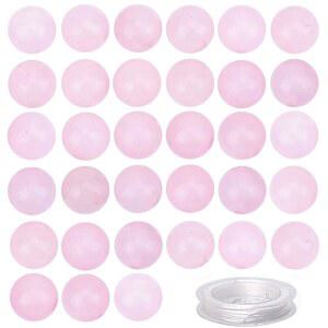 보석 제작을 위한 크리스탈 스트레치 코드가 있는 100Pcs 천연 비즈 스톤 원석 루즈 에너지 힐링 (로즈 쿼츠, 8MM)