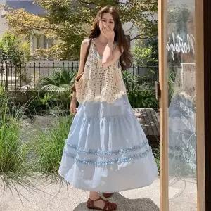 원피스 여성 투피스 바캉스 레이어드 나시 펀칭 세트 정장세트 KS1