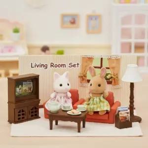 실바니안 패밀리 꽃무늬 고양이 소녀의 고양이소녀의 리빙룸세트 미니어처 가구 수집 취미