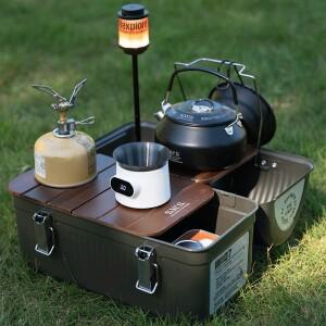 빈티지 메탈 런치박스 9.4L 레트로 컨테이너 손잡이 및 잠금장치 포함 보관 상자 효율적인 음식 물병