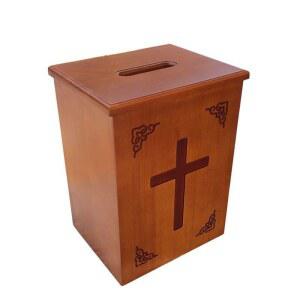 레트로 십자가 성당 수거함 공양 상자 박스 나무상자 모금함 스타일2 목재