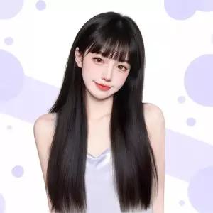 슈켄 원터치 시스루뱅 사이드뱅 긴생머리 가발 SD_251140