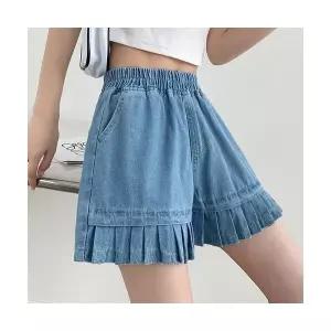 아브릴 여성데님반바지 데님 워싱 일자 반바지 여름 캐주얼 와이드 5부 바지 빅사이즈 UNO2