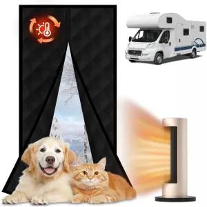 마그네틱 RV 단열 도어 커버 30 x 79(커튼 33 80) 겨울용 커튼 방수 담요 캠 일러 블랙