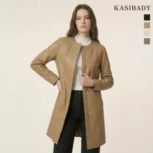 카시바디 미니멀 노카라 양가죽 코트1203143