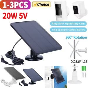 링스포트라이트 카메라용 태양 전지 충전기  스틱 업 휴대용 방수 전지판  DC3.5 x 1.35 포트  20W  5V