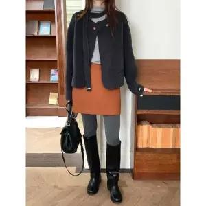 여성 울 모피 더블 코트 CH1