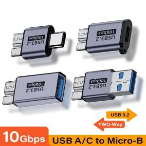 USB C 3.0 마이크로 B 남성 타입 여성 어댑터 타입-C에서 커넥터 노트북 외장 하드 드라이브 디스크 박스