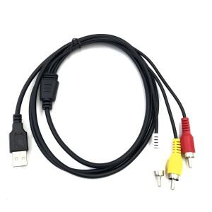 USB to 3RCA 케이블 1.5m Male 3 잭 분배기  오디오 비디오 AV 복합 어댑터 TV/Mac/PC 용