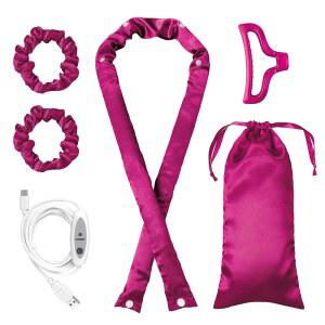 Conair 2-in-1 열 및 열이 없는 헤어 컬링 세트 - 새틴 리본, 클로 클립, 스크런치 2개, USB 코드, 파우치