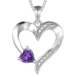 YL 하트 목걸이 925 스털링 실버 러브 펜던트 여성용 탄생석 주얼리