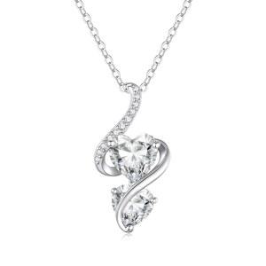 루이자 시크릿, 아내 성인여 위한 남다른 더블 하트 목걸이 선물, 925 스털링 실버 작은 탄생석 펜던트 주얼리 여자친구 엄마 발렌타인데이 기념 어머니의 날 생일 및 크리스마스 선물