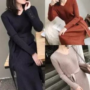 [옷은날개] 봄가을 결혼식 하객용 세련된 롱 원피스 여행 데일리 드레스