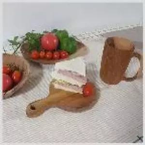 에이치플러스몰 미니 라운드 티크 원목 도마 WDEC141)