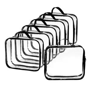 Fasmov 6팩 대형 투명 여행용 패킹 큐브, 시스루 PVC 오거나이저, 비닐 지퍼 보관 가방 다용도 파우치, 여