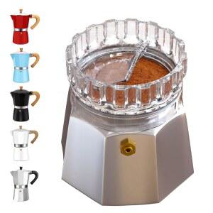 디토시 모카 포트 도징 깔때기 투명 정밀 부피 완벽한 디스펜서 비율 커피메이커-L72mm용 알루미늄 스토브탑 6컵 에스프레소 추출 제어