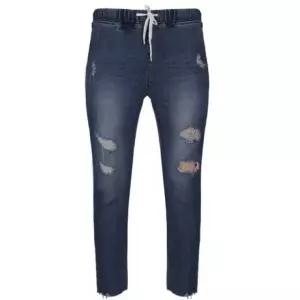 헤짐디테일 밴딩 7부 청바지