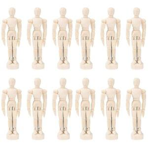 아티스트 나무 마네킹 조인트 마네킹: 12팩 4.5인치 모델 드로잉 피규어 그림 책상 장식 스탠드 포함