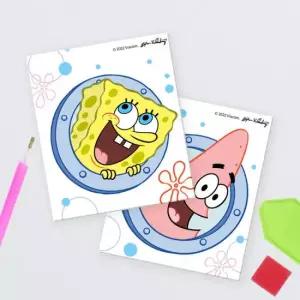 하비스스퀘어 DIY 보석십자수 스폰지밥 데코 스티커 안녕 9.5x11