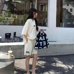 투피스 세트 여름 셔츠 라운드넥