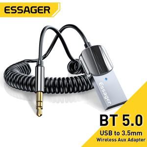 Essager 무선 Bluetooth5.0 송신기 수신기 어댑터 자동차 스피커 호환 USB 3.5mm Aux 오디오 음악 동글 핸