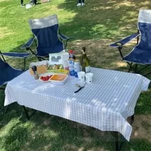 디노꿈 테이블보 6인용 체크브라운 식탁보방수 식탁매트 책상커버