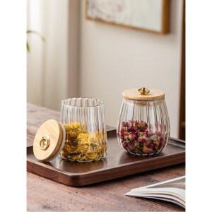 밀폐용기 꽃차 가정용 투명 저장 꽃잎유리차병 원형 밀봉 용기 꽃잎항아리 견과류 보이차