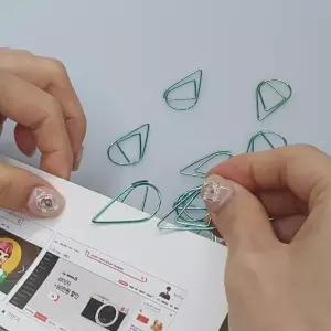 물방울 북마크 페이퍼클립 중형 민트 5P 북클립 종이