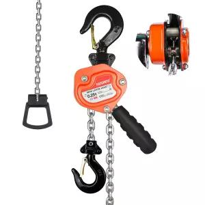 야토인토 레버 블록 1/4 톤 550파운드 미니 1.5M 5피트 체인 호이스트 수동 합금 강철 G80 래칫 후크 포함