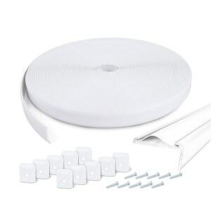 평평한 금속 끝 캡이 있는 1인치 RV 트림 몰딩 인서트, 나사 커버 트림, 비닐 코너 몰딩, 풍화 제거 루프 배수구 외관(흰색, 100피트 - 너비)