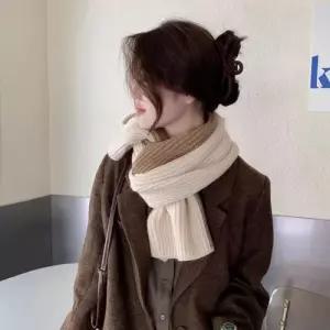 여자 3컬러 따뜻한 겨울 배색투톤 쁘띠 숏 고리목도리 WFFTG7X