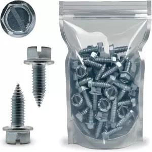 번호판 나사 - 슬롯형 육각 헤드 미터법 6mm x 16mm 차량용(팩당 100개)