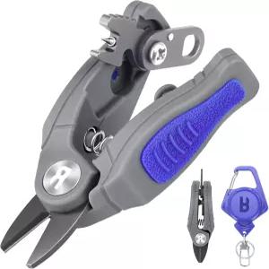 리트랙터가 있는 붐스 낚싯줄 커터 땋은 모모 플루오로 라인용 미니 낚시 가위 - 후크 클리너가 소금물