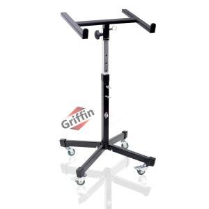 그리핀 롤링 스튜디오 믹서 스탠드 DJ 카트(MobileTILT 시리즈) u2013 스탠드형 랙, 조절 가능한 높이 휴대용 마운트 턴테이블 홀더, 디지털 드럼 머신, 믹싱 오디오 음악 장비 포함
