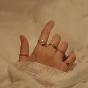 [5pcs] 진주 빅 하트 반지세트