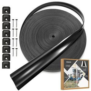 ZRNIDIYR 프리미엄 블랙 RV 트림 몰딩 인서트 - 길이 100피트, 너비 1인치 엔드 캡 및 나사 포함 외부 몰딩을 위한 웨더 스트리핑 커버