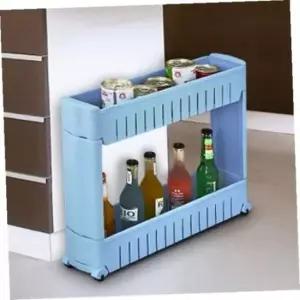 [생활] 원형트롤리 공간활용 2단 이동식 틈새선반 슬림 사이드트롤리