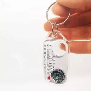 온도계 열쇠고리 미니 나침반 돋보기