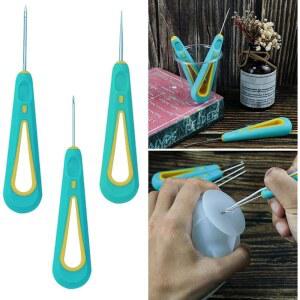 지즐란 3Pcs 그린 원형 홀 콘 핸드 드릴 펀치 니들 캔들 윅 도구 DIY 실리콘 몰드 제작 만들기, 용품