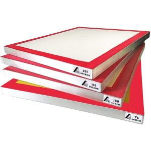 알루미늄 스크린 인쇄 화면, 20 x 24 인치 프리 스트레인지 실크 프레임, 건식 체 세트, 폴리에스터 메쉬 스크린, 60 90 110 200 메쉬, 마이크론 에퀴브 250 165 149 75 (4팩), 화이트 1 옐로우 3개