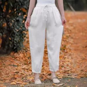 여친 봄 빈티지 무바지 린넨 배기 밴딩 퓨어 조거 캐주얼팬츠 벨트 큐롯팬츠 9부 SPO마켓1