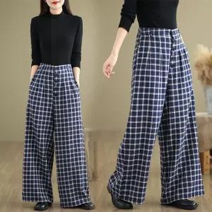 팬츠 바지 여사친 캐주얼 봄 큐롯팬츠 빅사이즈 조로사 체크 동일 츄리닝 블루 야마모토 SPO마켓1