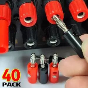 호환 10-40개 4mm 블랙레드 바나나 플 오픈 스크류 타입 잭 오디오 스피커 와이어 케이블 전선가리개 커넥