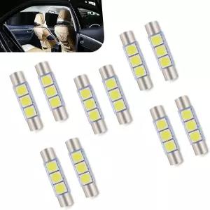 페리안엘 10PCS LED 선바이저 베니티 미러 라이트 T6 DC 12V 3SMD 5050 칩 300LM 초밝은 자동차 전구