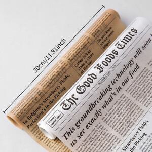 레트로 영어 신문 베이킹 주방을위한 음식 액세서리 등급 그리스 종이 빵 샌드위치 버거 감자 튀김 포장지