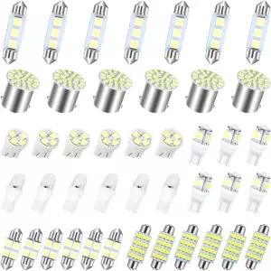 AUCELI 42개 자동차 LED 전구 자동 실내 조명 키트 세트 초밝은 T10 31mm 36mm 41mm 교체 돔 맵 라이선스