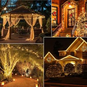 크리스마스 가랜드 태양광 야외 스트링 라이트 LED 8가지 모드 체인 정원 파티오 나무 테라스 장식